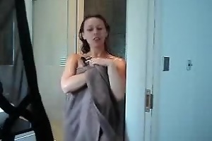 Home Movie See Breasty In Nature's Garb mature Filmed Having A Shower