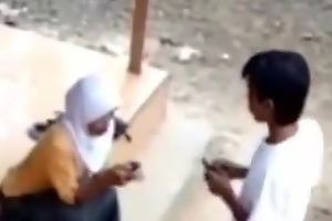 Arabian Hijabi Courageous College immature Hot Foreplay in Public Place