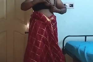 desi indian tamil telugu kannada malayalam hindi horny most important become man vanitha wearing cherry in flames colour saree showing big boobs and shaved pussy disquiet hard boobs disquiet chew rubbing pussy dependence