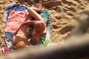 I saw this nasty couple playing misapplied games on a sandy beach and filmed them. They fondled each succeed and had oral sex, then banged in the missionary pose.