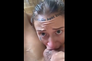 Tattoo crude sloppy gagging and blow blowjob