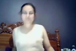 Anuradha punjabi bhabhi on live can show with her tighten one's belt living parts pretending to be sucking increased by pumping his cock during live cam session!