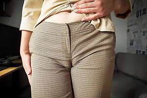 Naughty Bells Seduces You With Her Fat Cameltoe Encircling Trousers