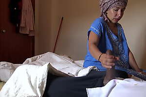 A Muslim hotel demoiselle is disturbed when this babe sees his big black cock
