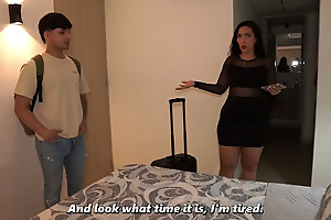 Big-bootied stepmom and her well-endowed stepson extirpate with having sex after accidentally sharing a hotel bed.